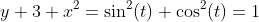 y+3+x^2=\sin^2(t)+\cos^2(t)=1~\implies~\boxed{y=-x^2-2}