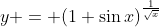 y = (1+\sin{x})^{\frac{1}{\sqrt{x}}}