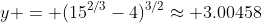 y = (15^{2/3}-4)^{3/2}\approx 3.00458