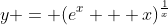 y = (e^x + x)^\frac{1}{x}