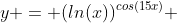 y = (ln(x))^{cos(15x)} 