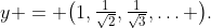 y = \bigl(1,\tfrac1{\sqrt2},\tfrac1{\sqrt3},\ldots \bigr).