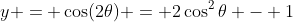 y = \cos(2\theta) = 2\cos^2{\theta} - 1