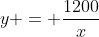 y = \frac{1200}{x}