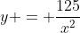 y = \frac{125}{x^2}