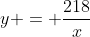 y = \frac{218}{x}