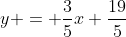 y = \frac{3}{5}x+\frac{19}{5}