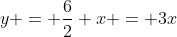 y = \frac{6}{2} x = 3x