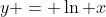 y = \ln x