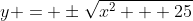y = \pm\sqrt{x^2 + 25}