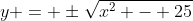 y = \pm\sqrt{x^2 - 25}