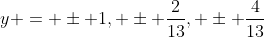 y = \pm 1, \pm \frac{2}{13}, \pm \frac{4}{13}