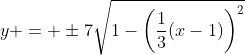 y = \pm7\sqrt{1-\left(\frac{1}{3}(x-1)\right)^2}