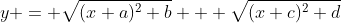 y = \sqrt{(x+a)^2+b} + \sqrt{(x+c)^2+d}