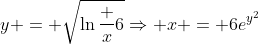 y = \sqrt{\ln\frac x6}\Rightarrow x = 6e^{y^2}