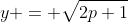 y = \sqrt{2p+1}