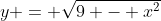 y = \sqrt{9 - x^2}