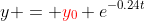 y = {\color{red}y_0} e^{-0.24t}