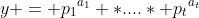 y = {p_1}^{a_1} *....* {p_t}^{a_t}