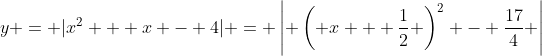 y = |x^2 + x - 4| = \left| \left( x + \frac{1}{2} \right)^2 - \frac{17}{4} \right|