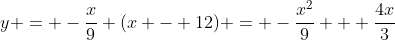 y = -\dfrac{x}{9} (x - 12) = -\dfrac{x^2}{9} + \dfrac{4x}{3}