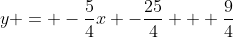 y = -\frac{5}{4}x -\frac{25}{4} + \frac{9}{4}