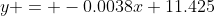 y = -0.0038x+11.425