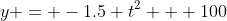 y = -1.5 t^2 + 100