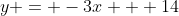 y = -3x + 14