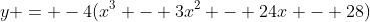 y = -4(x^3 - 3x^2 - 24x - 28)
