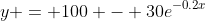 y = 100 - 30e^{-0.2x}