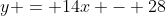 y = 14x - 28