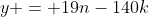 y = 19n-140k