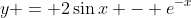 y = 2\sin{x} - e^{-x}