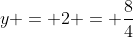y = 2 = \frac{8}{4}