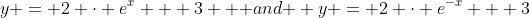 y = 2 \cdot e^x + 3 \mbox { and } y = 2 \cdot e^{-x} + 3