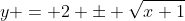 y = 2 \pm \sqrt{x+1}
