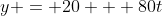 y = 20 + 80t~sin(60) - 4.9t^2
