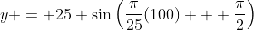 y = 25 \sin{\left(\frac{\pi}{25}(100) + \frac{\pi}{2}\right)}