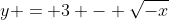 y = 3 - \sqrt{-x}