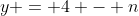 y = 4 - n