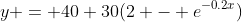 y = 40+30(2 - e^{-0.2x})