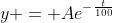 y = Ae^{-\frac{t}{100}}