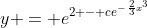 y = e^{2 - ce^{-\frac{2}{3}x^3}}