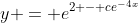 y = e^{2 - ce^{-4x}}