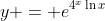 y = e^{4^x\ln{x}}