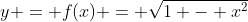 y = f(x) = \sqrt{1 - x^2}