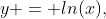 y = ln(x),