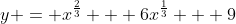 y = x^{\frac{2}{3}} + 6x^{\frac{1}{3}} + 9