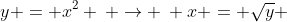 y = x^2 \: \rightarrow \: x = \sqrt{y} 